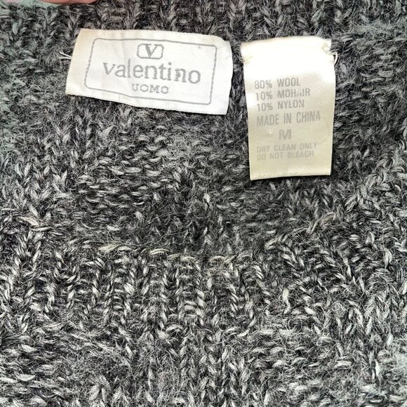 Valentino Uomo Mens Sweater Green Gray Size Medium Vintage Wool Mohair Nylon - Picture 13 of 16